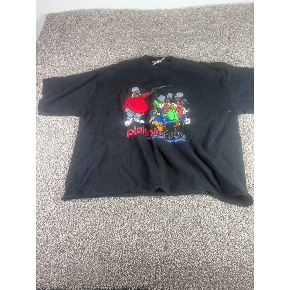 Vintage Platinum Fubu Fat Albert Junkyard Gang Men T-Shirt Black Graphic - XXXL